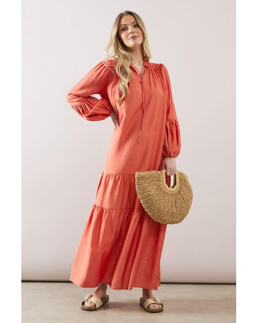 Wallis Red Relaxed Smock Tie Front Maxi Dress