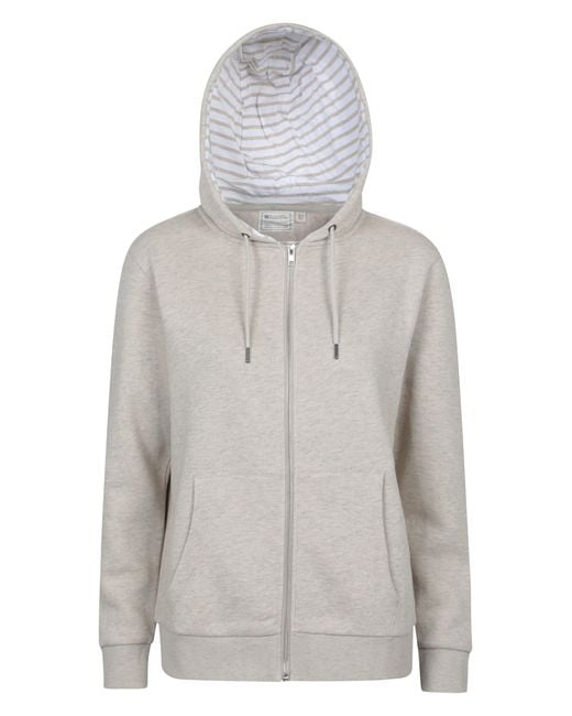 Mountain Warehouse Gray 'Penzance' Zip Through Hoodie With Side Pockets Drawcord Jumper Cotton
