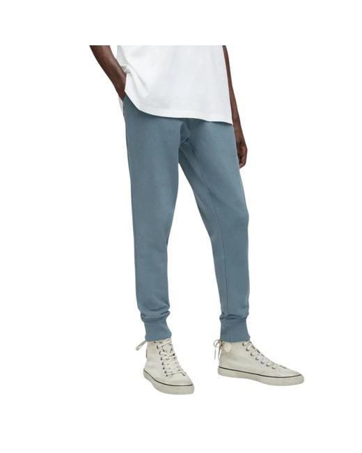 AllSaints Blue Raven Slim Fit Sweatpants Fleece Bottoms Casual Cuffed Cotton for men