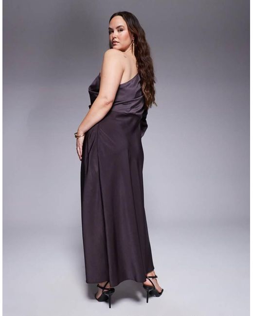 ASOS Purple Design One Shoulder Pleated Maxi Dress