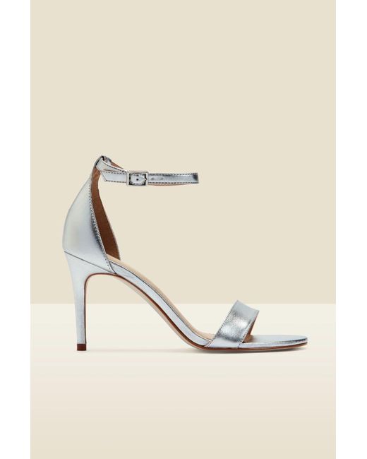 Sosandar Natural Nia Leather Barely There High Heel Sandal