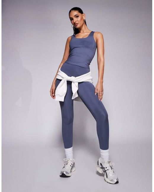 4505 Blue Square Neck Vest With Inner Bra