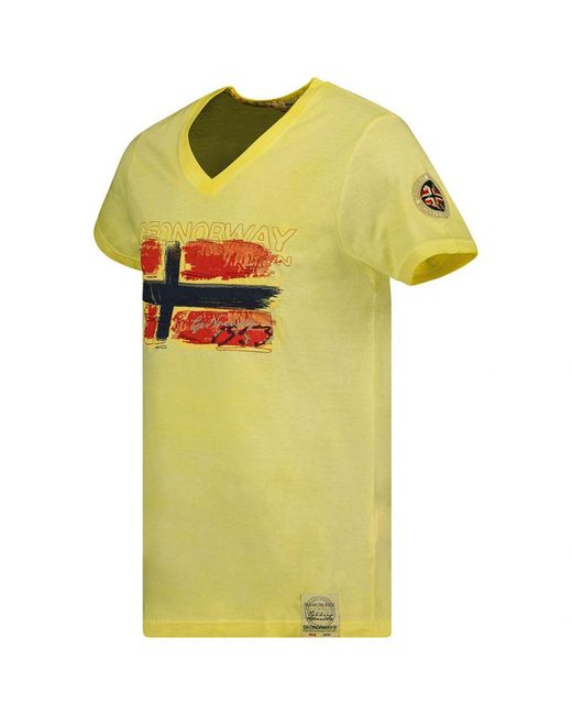 GEOGRAPHICAL NORWAY Yellow Short Sleeve T-Shirt Sw1561Hgn for men