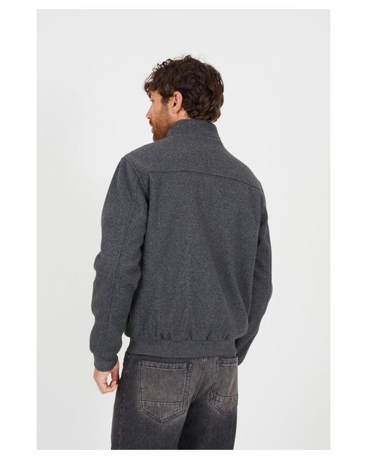 Brave Soul Gray Faux Wool Funnel Neck Bomber Style Jacket for men