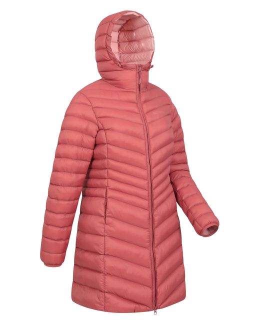 Mountain Warehouse Red 'Florence' Long Padded Jacket Water Resistant Winter Coat Polyamide