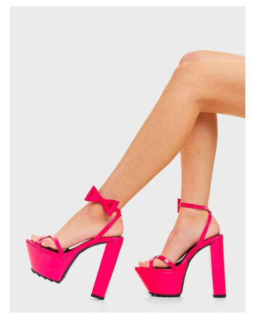 Lamoda Pink Sandals Not Your Girl Open Toe Platform Heel With Strap & Eyelet