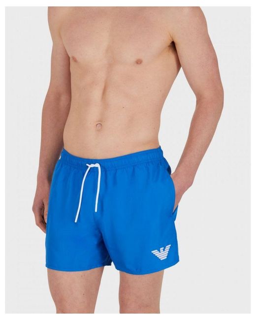 Emporio Armani Blue Eagle Logo Woven Swim Shorts for men