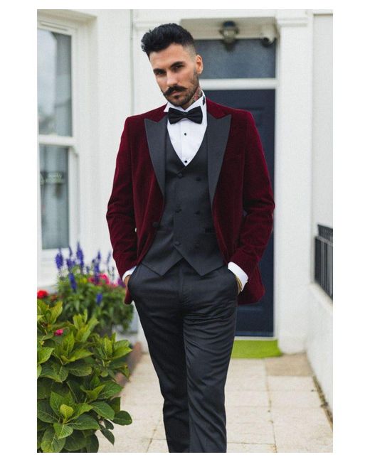 TruClothing Red Velvet Dinner Tuxedo Suit Jacket Blazer for men