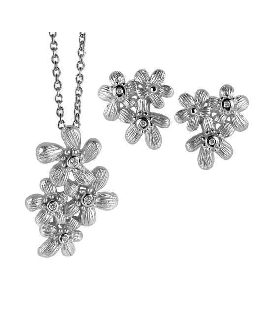 Orphelia Metallic 925 Sterling Set: Chain-Pendant + Earrings