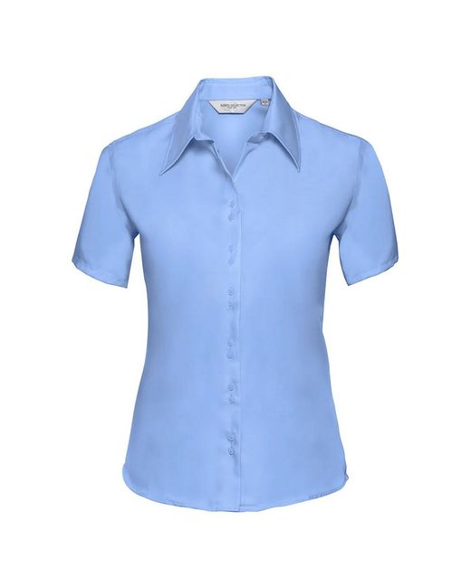 Russell Blue Collection /Ladies Ultimate Non-Iron Short-Sleeved Shirt (Bright Sky)