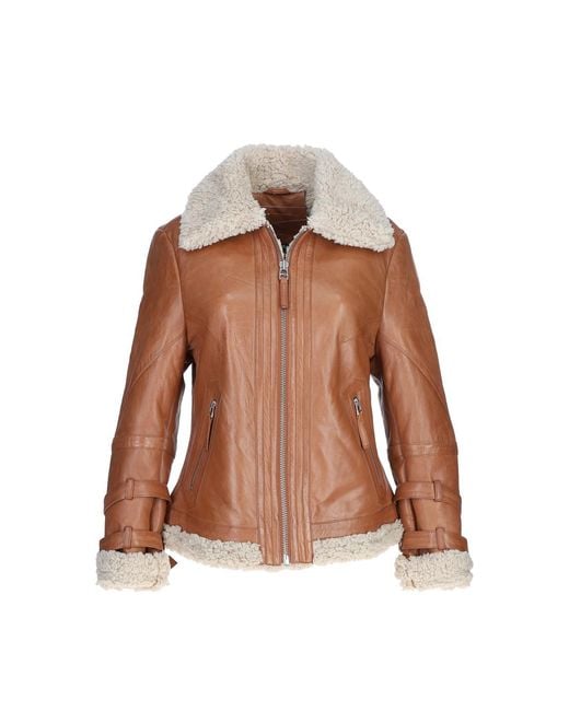 Ashwood Leather Brown '2419' Ladies Aviator Jacket With Faux Fur Lining