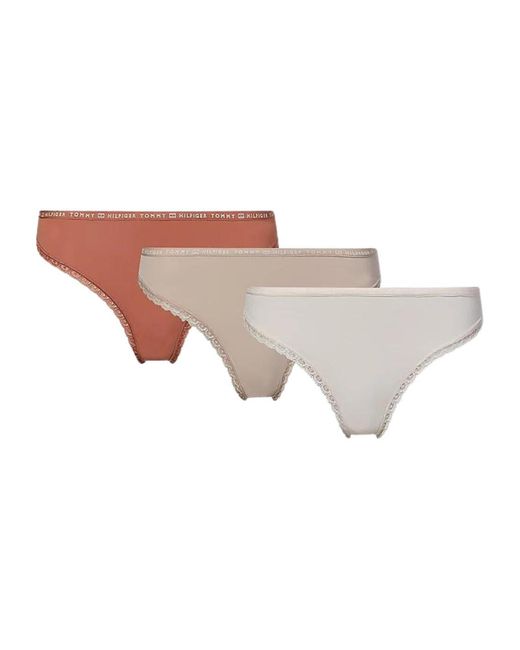 Tommy Hilfiger White Uw0Uw02824 Lace Thong 3 Pack
