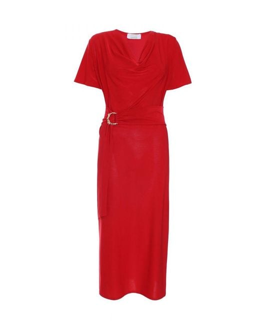 Quiz Red Cowl Neck Buckle Midi Dress
