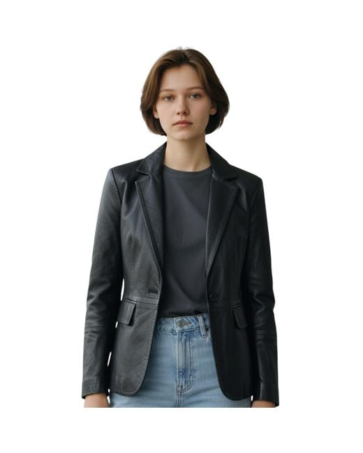 Infinity Leather Black Italian Blazer Jacket-Chongqing Lamb Leather