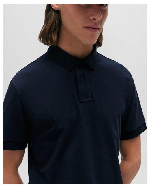Boss Blue Boss Passenger Stretch-Cotton Slim-Fit Polo Shirt With Logo Patch Nos for men