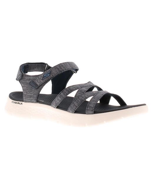 Skechers Black Flat Sandals Go Walk Flex Sandal Touch Fastening Textile