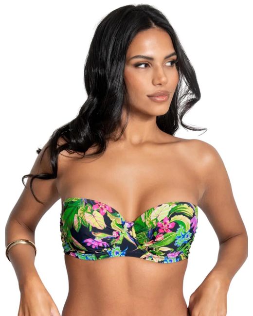 Pour Moi Green St Lucia Strapless Padded Multiway Bikini Top