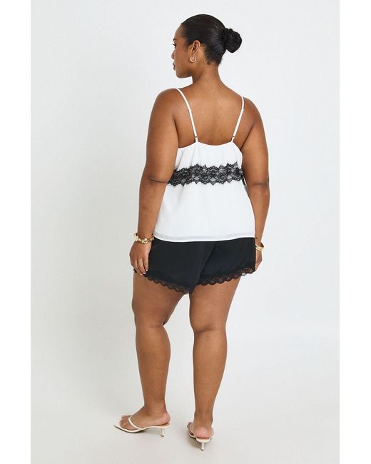 Boohoo Blue Plus Lace Insert Cami Strappy Top