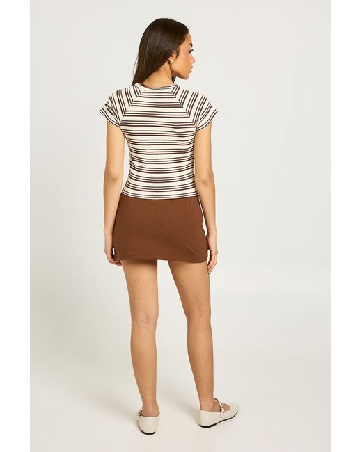Boohoo Brown Basic Jersey Skort