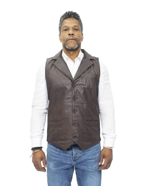 Infinity Leather Blue Smart Classic Waistcoat-Bristol for men