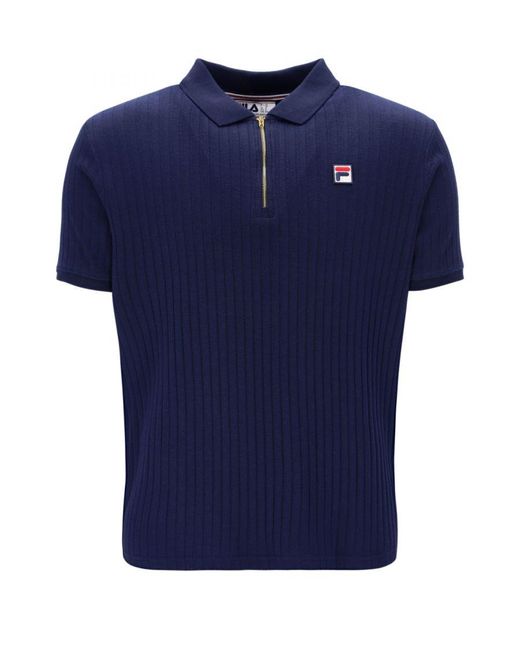 Fila Blue Vintage Pannuci Zip Polo Shirt Peacoat for men