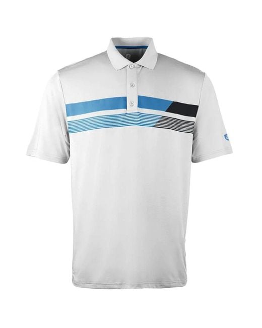 Island Green Blue Asymetric Print Golf Polo Shirt for men