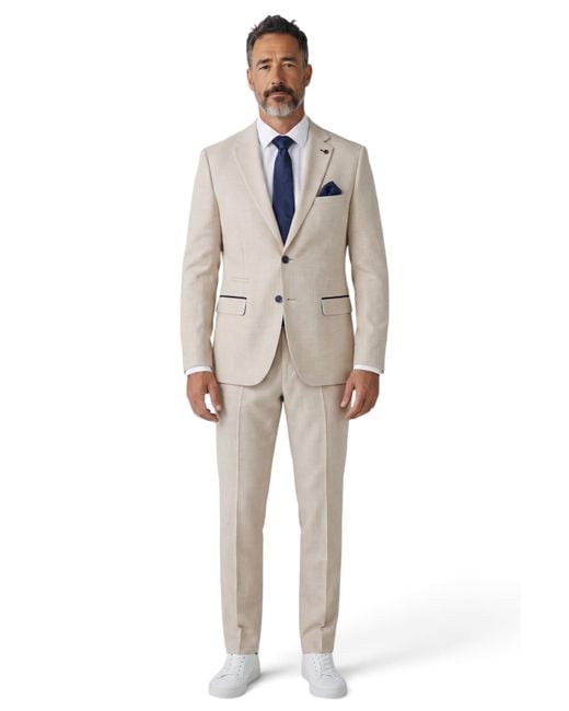 Paul Andrew Natural Checked Tailored Fit Blazer for men