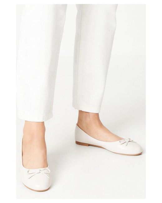 Dorothy Perkins White Penelope Bow Detail Comfort Ballet Pumps