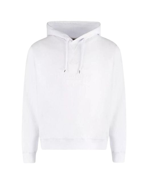 DSquared² White Monotone Maple Leaf Logo Hoodie Cotton for men