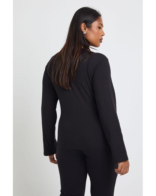 Boohoo Black Plus Basic Square Neck Long Sleeve Top
