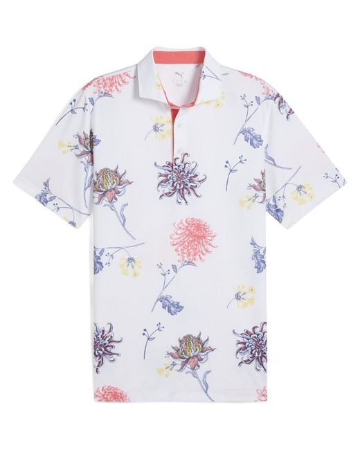 PUMA Blue Dahlia Short Sleeve Performance Polo Shirt for men