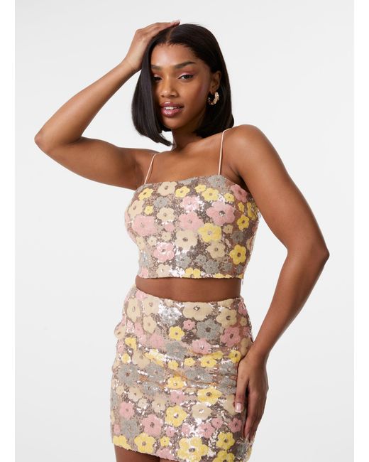 Pink Vanilla Multicolor Daisy Sequin Top