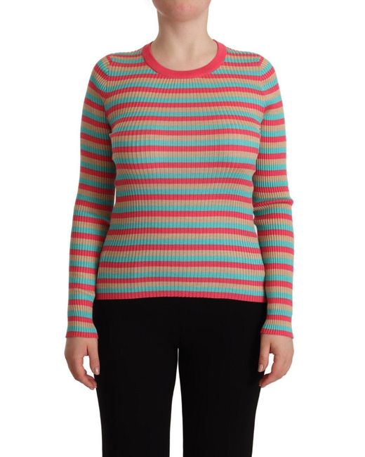 Dolce & Gabbana Pink Tsh7618 Ribbed Knit Top