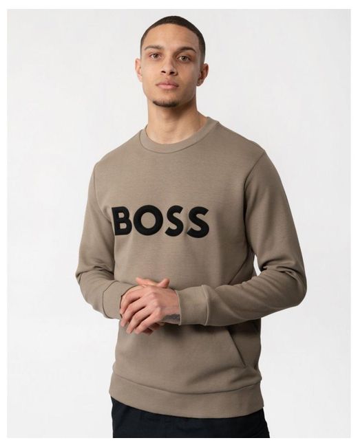 Boss Brown Boss Salbo 1 Cotton Blend Sweatshirt With 3D-Moulded Logo for men
