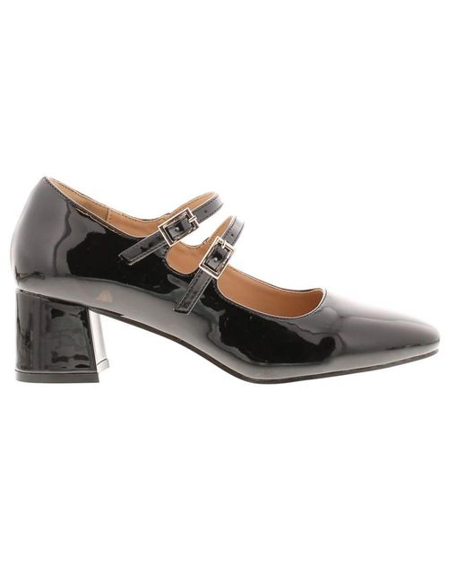 Platino Brown Court Shoes Bustle Buckle Patent