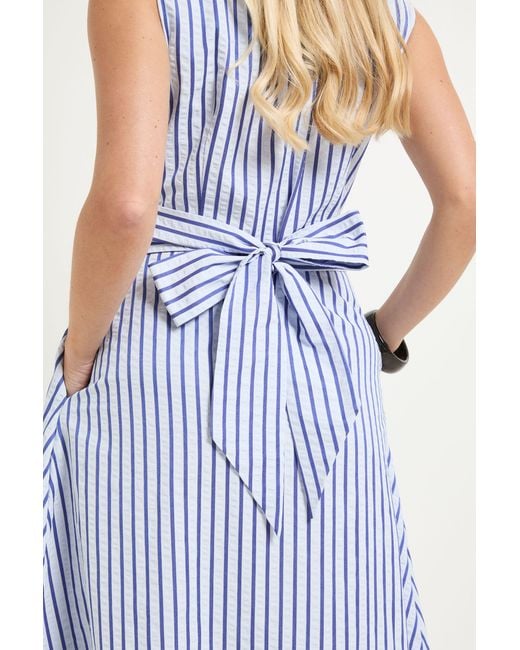 PRINCIPLES Blue Petite Stripe Tie Waist Midi Dress
