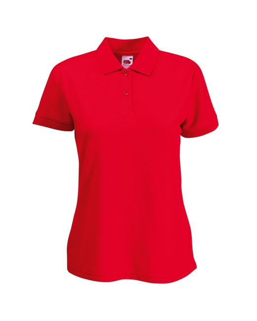 Fruit Of The Loom Red Lady-Fit 65/35 Short Sleeve Polo Shirt