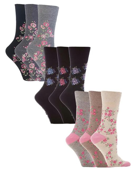Gentle Grip White 9 Pair Multipack Ladies Cotton Crew Non Elastic Socks