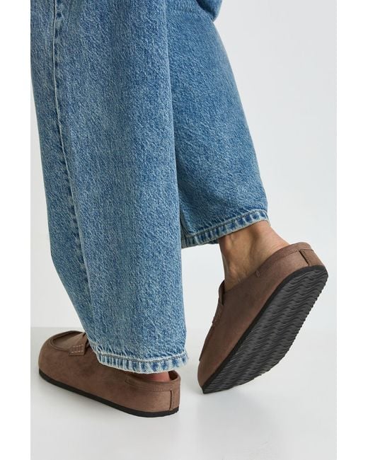 Boohoo Blue Faux Suede Wrapped Clog Mules
