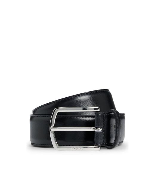 Boss Black Accessories Leather Pin Buckle Belt With Logo for men