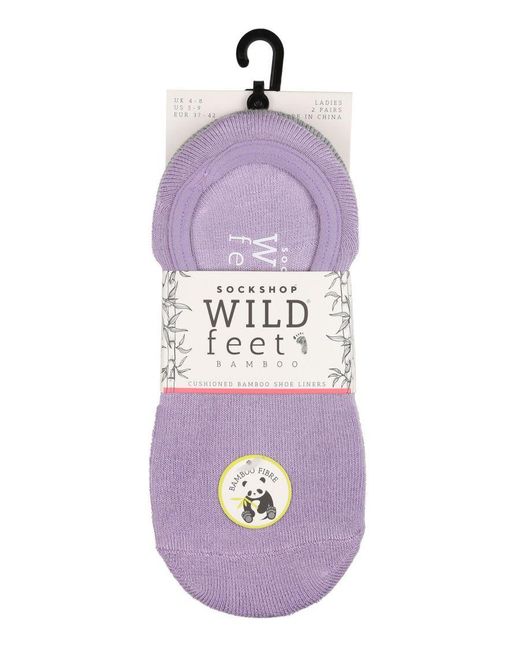 Wildfeet Purple 2 Pack Ladies Bamboo No Show Socks