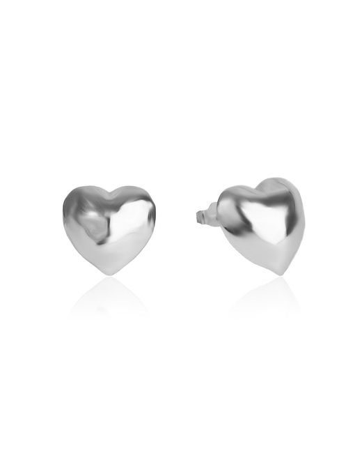The Jewellery Stockroom Metallic Sterling Puffy Heart Studs