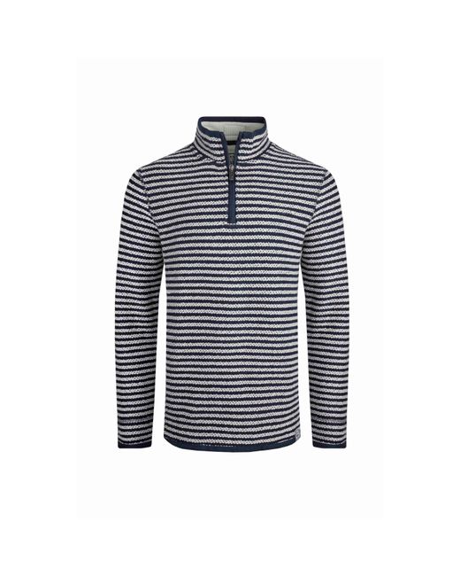 Weird Fish Blue Shorling Stripe Macaroni Quarter Zip Jumper for men