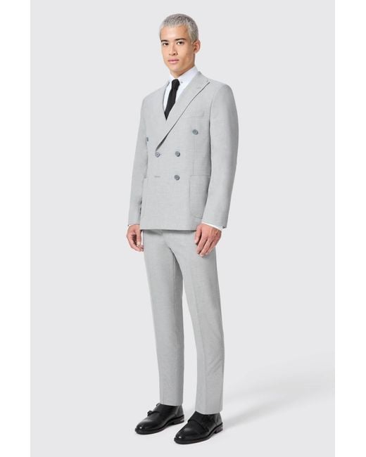 Shelby and Sons Gray Atkinson Slim Fit Double Breasted Jacket for men