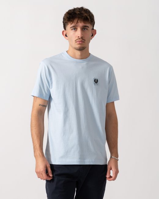 Belstaff Blue Short Sleeved Logo Patch T-Shirt for men