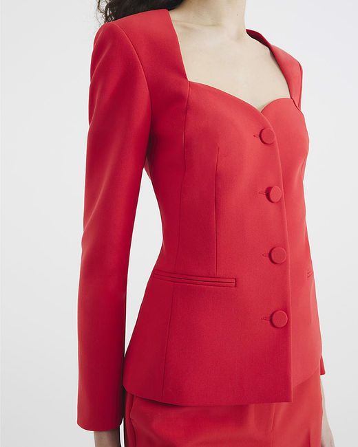 River Island Red Blazer Sweetheart Neckline