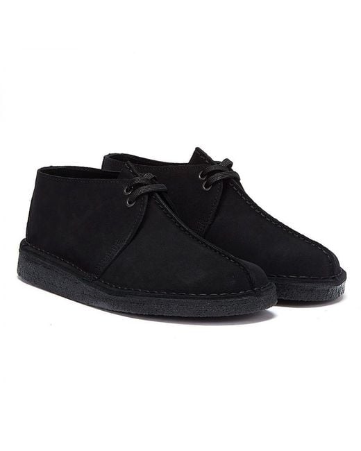 Clarks Black Originals Desert Trek Suede Shoes for men