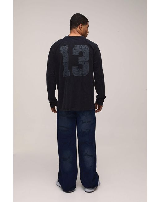 BoohooMAN Blue Tie Dye Tinted Baggy Distressed Jeans for men