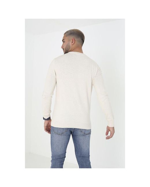Brave Soul White 'Heist' Crew Neck Waffle Knit Jumper for men