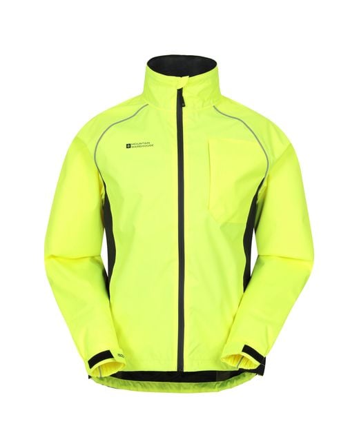 Mountain Warehouse Yellow 'Adrenaline' Cycling Jacket Waterproof Reflective Running Coat for men